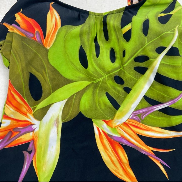 Diva Rachael Poppo black tropical garden one piece swimsuit. Size 12 - Picture 3 of 9